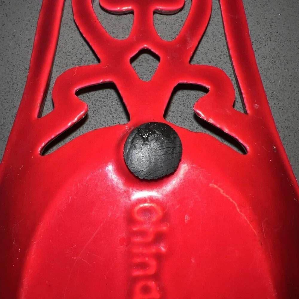 Vintage Cast  Iron Red Spoon Rest Hearts